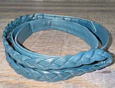 Vintage 80s Ginnie Johansen Designs Dallas Inc GREEN Braided Woven Leather Belt