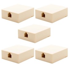 5 Pcs 1-Port RJ11 6P4C Jack Telephone Phone Line Wall Surface Mount Box Ivory