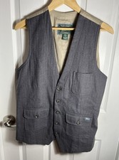 Woolrich Herringbone Vest Wool Vintage M Buckle Back Outdoor Classic Gentlemen