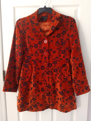 Gracia Fashion Coat/Jacket Black & Orange Floral Size L Evening Party Dress