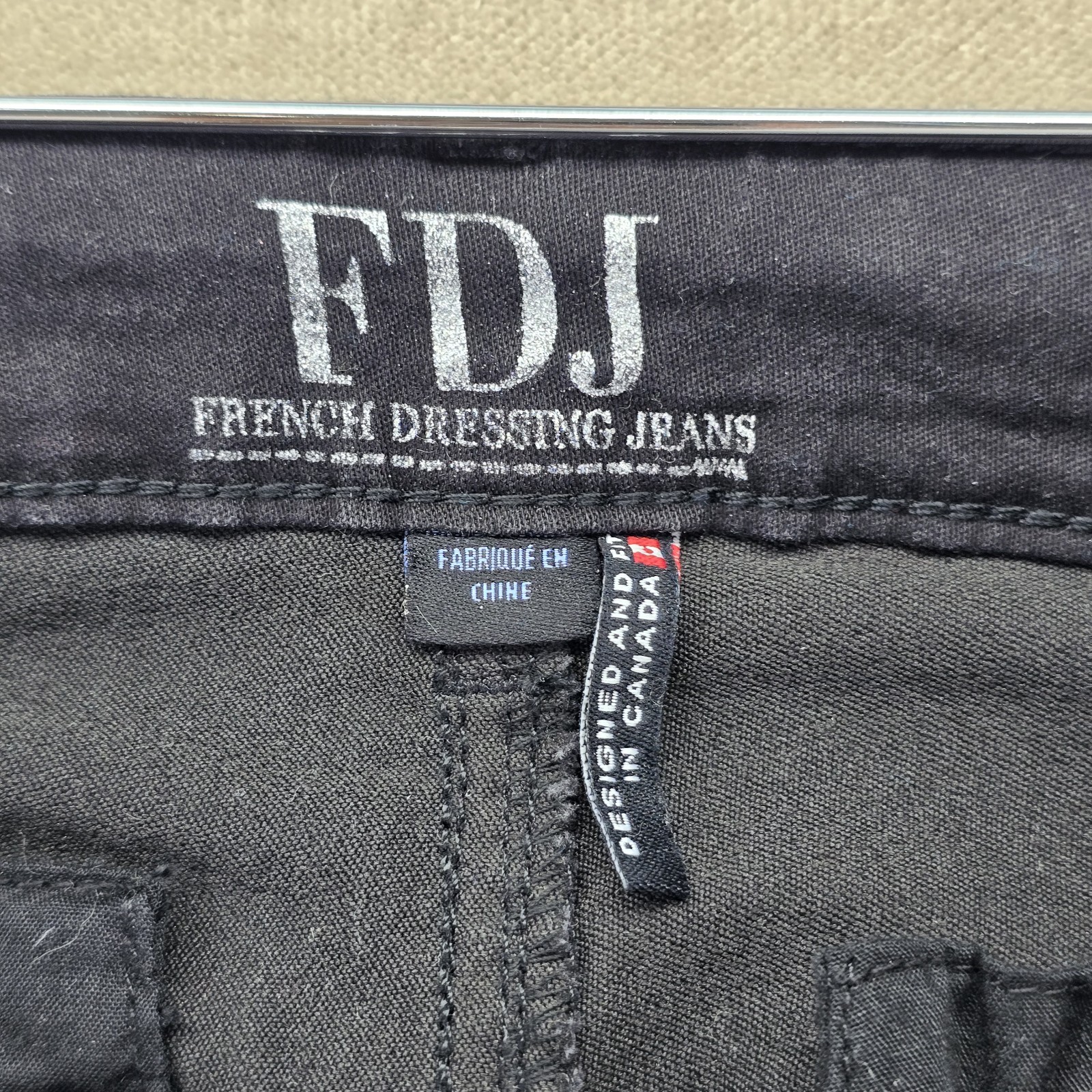 Fdj Womens Black Mid Rise Wide Leg Long Olivia Trouser Pants W/ Pockets Size 8