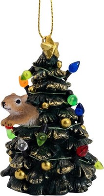 Squirrel Jumping Out of Christmas Tree Funny Ornament
