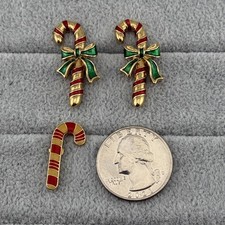Lot Of 3 Vintage Candy Cane Christmas Holiday Avon CTA Brooch Pin Pinback #60700
