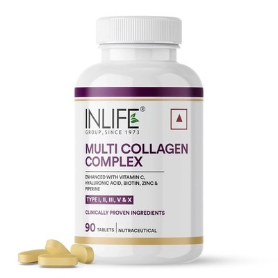 INLIFE Multi Collagen Complex Tabletten | 5 Arten Peptide - 90 Tab