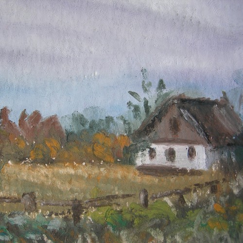 Original ACEO Countryside Cottage Horse Landscape Impressionist Mini Painting