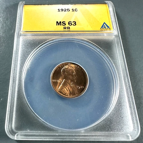1925 1C Lincoln Cent ANACS MS63 RB (89047)