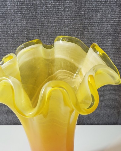 Jarrón de vidrio estilo Murano Tammaro amarillo/naranja ombre - Imagen 5 de 6