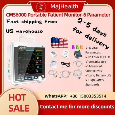 CMS6000 6-in-1Patient Monitor for ECG, Blood Pressure, SpO2, Resp, Pulse, Temp