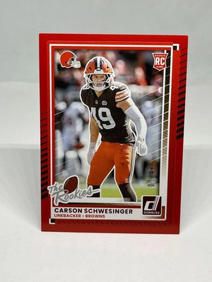 Carson Schwesinger 2025 Donruss Rookies & Highlights Red /49 Browns #DRH-69