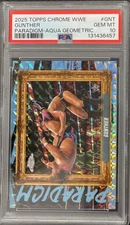 2025 Topps Chrome WWE Gunther Paradigm Aqua Geometric /125 PSA 10