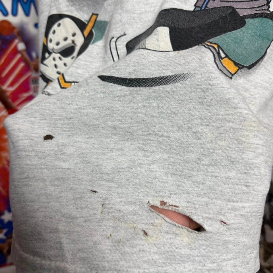 Camiseta De Colección Mighty Ducks Para Hombre Grande Gráfica Hockey NHL Nuez moscada Talla Grande Foto 3 de 4