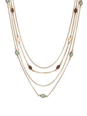 Lucky Brand Heritage Holiday Turquoise Multi-Row Nested Chain Necklace NWT