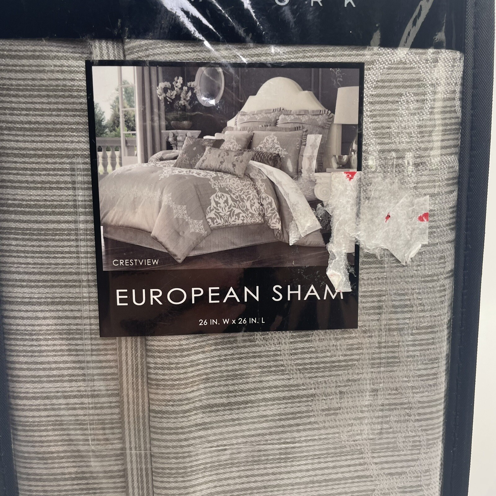 NEW J. Queen New York CRESTVIEW European Pillow Sham in Silver Euro eBay