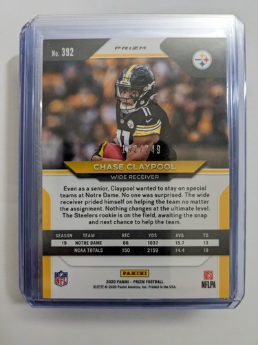 🏆 2020 Panini Prizm Orange /249 CHASE CLAYPOOL #392 PITTSBURGH STEELERS - Picture 2 of 2