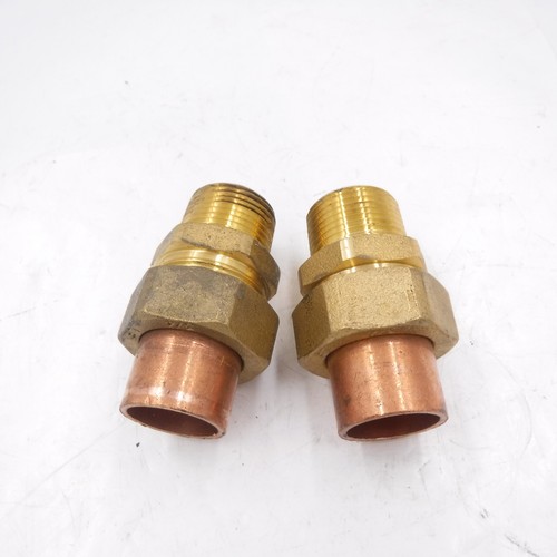 2 Pack Everflow 3/4"MNPT Copper Union Fittings W/ Sweat to Male Connections