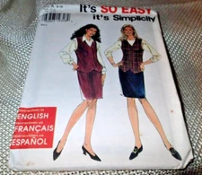 SIMPLICITY PATTERN 7301 ~ MISSES VEST SKIRT ~ SIZES 6  8  10  12  14  16 *UNCUT