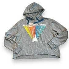 Disney World Hoodie Magic Kingdom Sweatshirt Castle Iridescent Rainbow Large