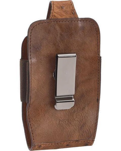 3D Phone Holder Leather Large Ostrich Brown DPH874 - Picture 2 of 2