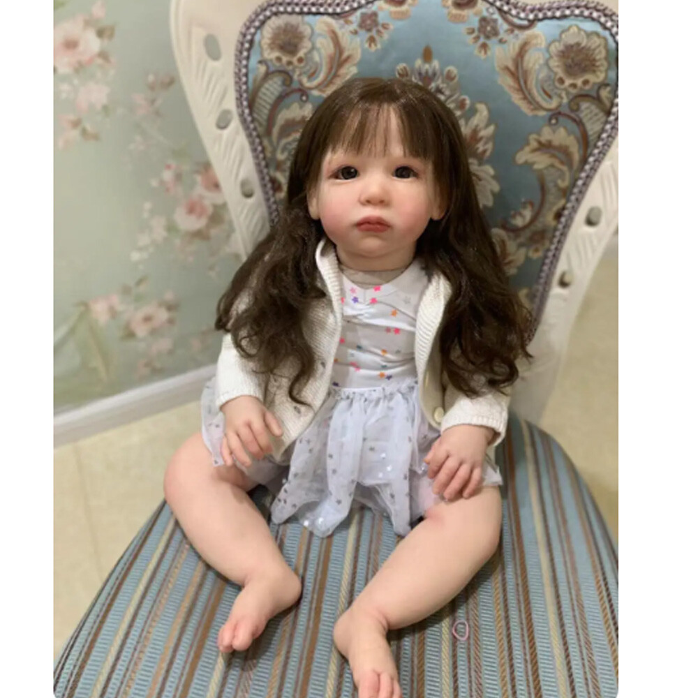 Llorens Vera 13" Soft Body Baby Doll - Brunette Hair, Brown Eyes, Pink Knitted Outfit & Dummy Chain