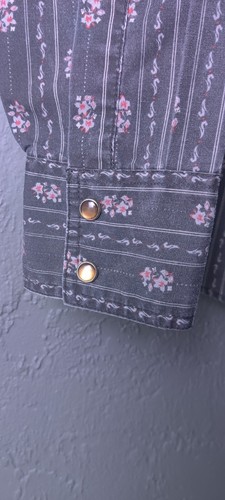 Vintage Ocean Pacific Shirt Men's Western Long Sleeve Pearl Snap Medium Floral - Picture 5 of 13