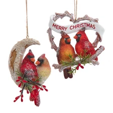 Birch Berries Cardinal Pair Ornaments
