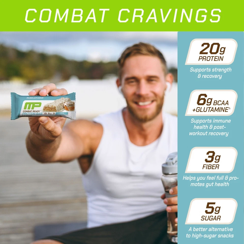Barritas de proteína MusclePharm Combat Ready - 20 g de proteína, rollo de canela, 12 barras Foto 3 de 4