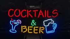 Cocktails Beer Bar Martini Dreams 17"x12" Neon Light Sign Lamp Party Wall Decor