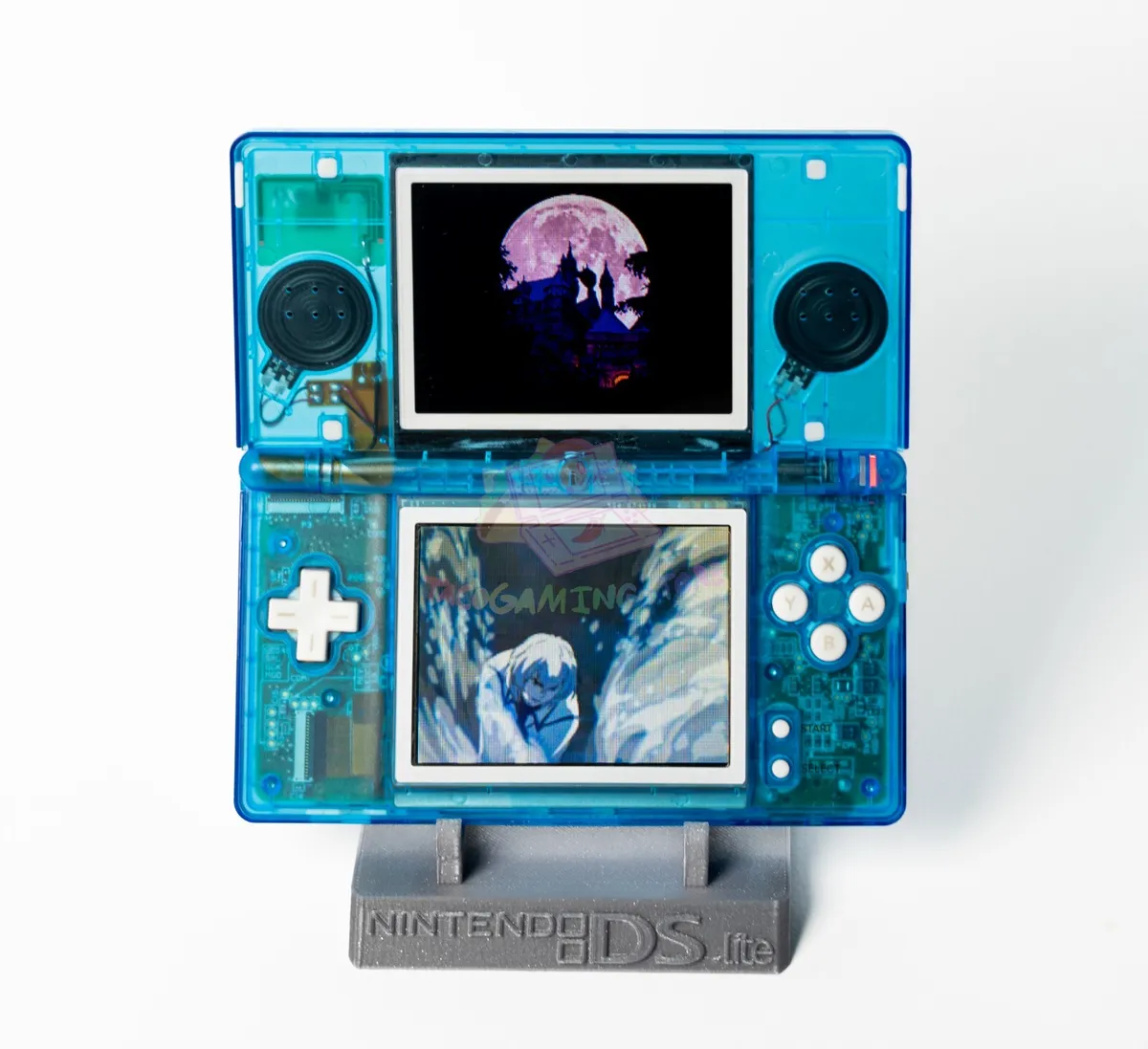 Nintendo DS Lite console blue Custom Transparent Edition with white buttons