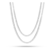 2 Pcs 1 Row 3mm Tennis Necklace 925 Sterling Silver Lab Diamond Chain 16 20 inch