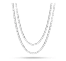 2 Pcs 1 Row 3mm Tennis Necklace 925 Sterling Silver Lab Diamond Chain 16 20 inch