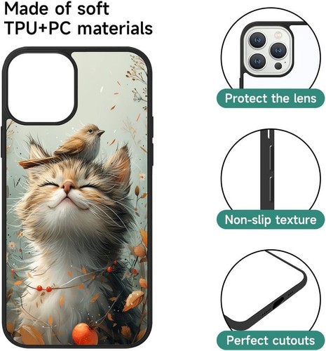 For Google Pixel 6 6A 7 7A 8 Pro happy cat bird on head Aesthetic Cover - 第 9/25 張圖片