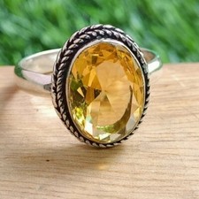 Beautiful Natural citrine 925 Sterling Silver Ring Handmade Gift For Her A-289