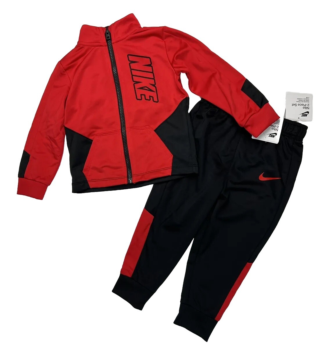 Nike Piece Jogging Set Jacket Pants Tracksuit Red Black Toddler