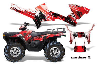 Atv Graphics Sticker Für Polaris Sportsman 500/700/800 05-10 Carbonx Rot