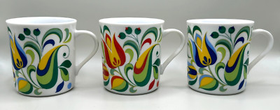 Set/3 ESCHENBACH Bavaria Germany Demitasse Espresso Cups Colorful Floral