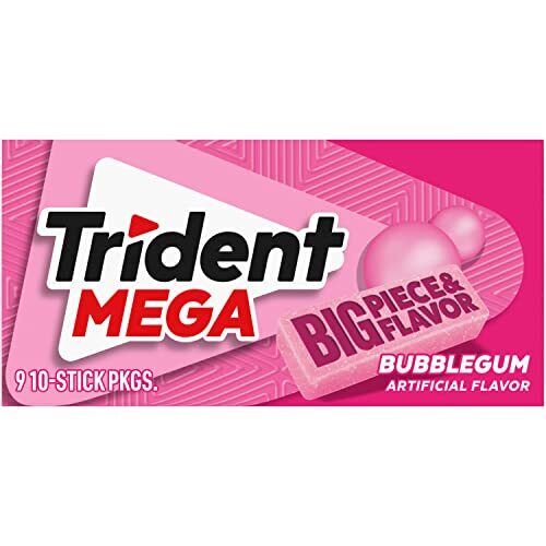 Trident Mega Bubblegum Sugar Free Gum Pack 90 Pieces Xylitol Fresh Breath - Picture 14 of 19