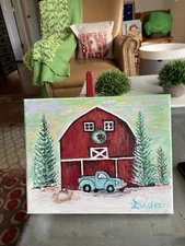 art paintings original hand painting Is. Truck And Barn