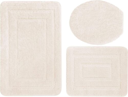 3 Tlg Badematte Badteppich Badvorleger Rutschfeste Grau Graphit Braun Grün Beige - Bild 10 von 11