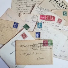 Vintage FRENCH France Envelopes With Stamp Lot of 5 Junk Journal Mixed Media