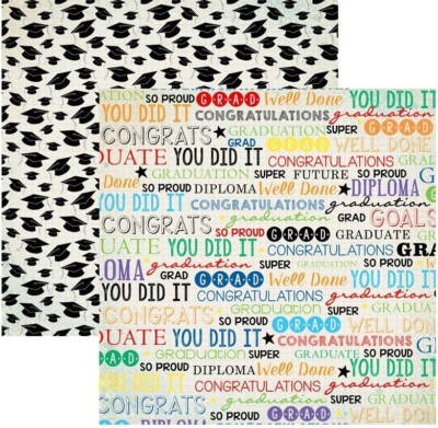 Colorful Graduation scrapbook paper, double-sided Scrapbook Customs #38145