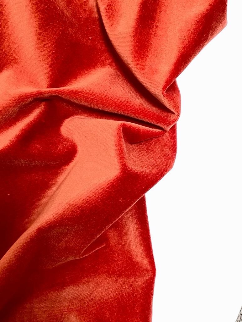 Terciopelo de algodón naranja/rojo para cortinas/cojines. Cuna tratada contra fuego 5. *Precio de venta sugerido por el fabricante 48 GBP