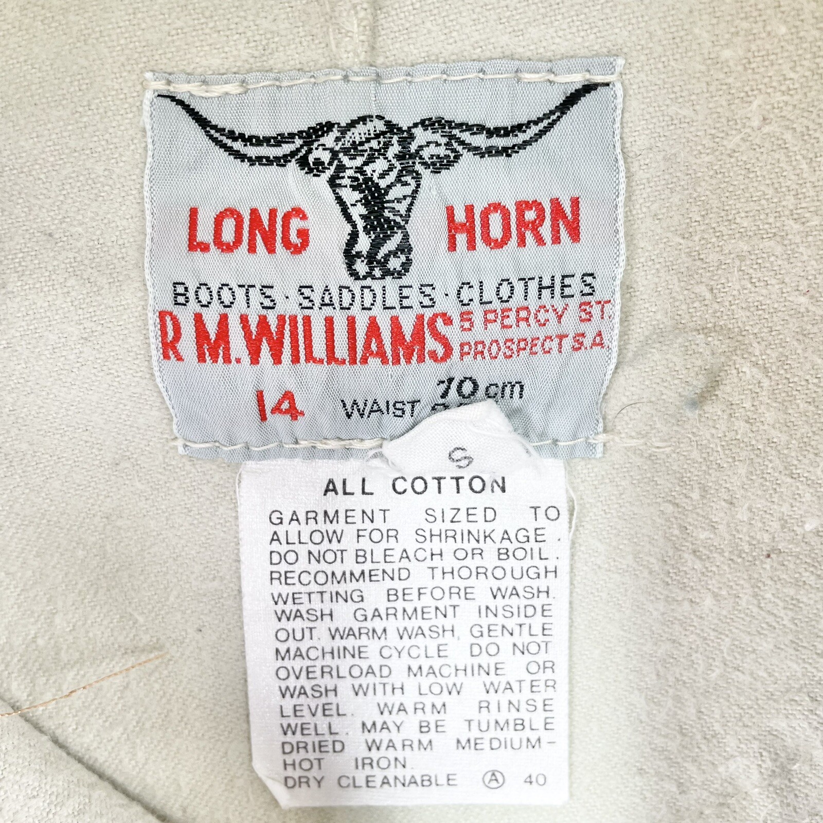 Vintage RM Williams Longhorn Womens Beige Moleskin Jeans Size 14 (29