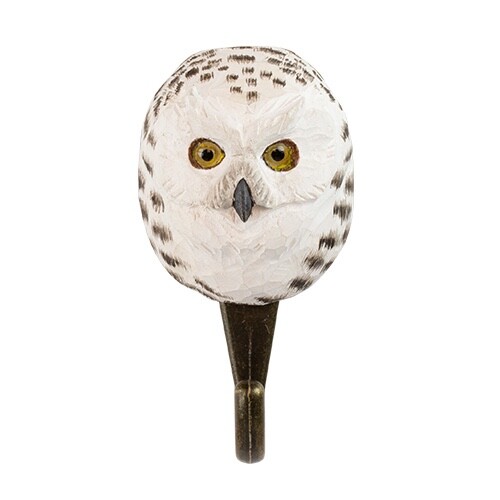 Wildlife Garden  Hook Hand Carved  Snowy Owl