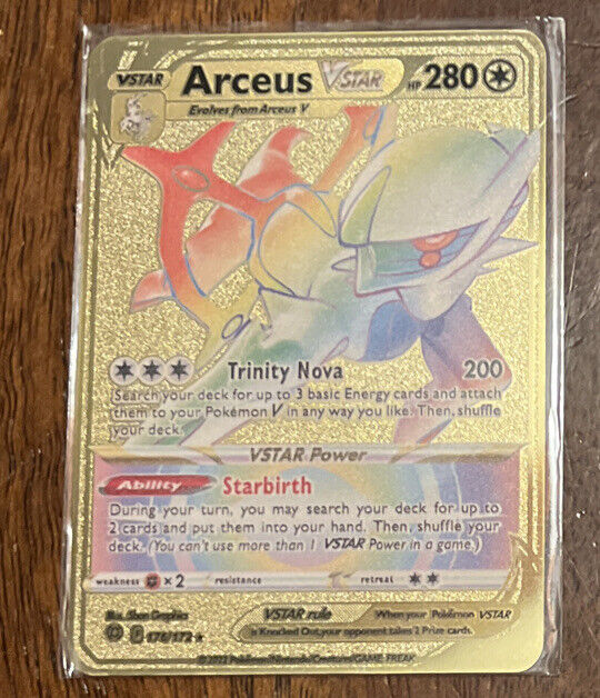 Golden Arceus Pokemon Card, Arceus Pokemon Card V Star