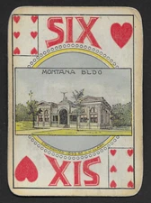 Montana Building Columbian Expo 1893 playing card single six of hearts - 1 card