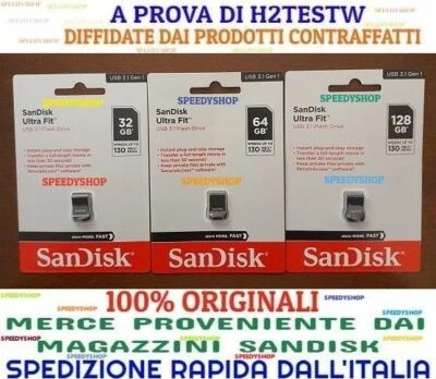 PENDRIVE ULTRA FIT USB 3.1 Sandisk 32 64 128 256 GB Chiavetta 130 MB/S Memoria