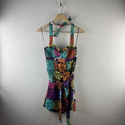 Trina Turk l 2 Retro 60s Colorful Mod Tiki Hawaiian Flower Power Halter ...