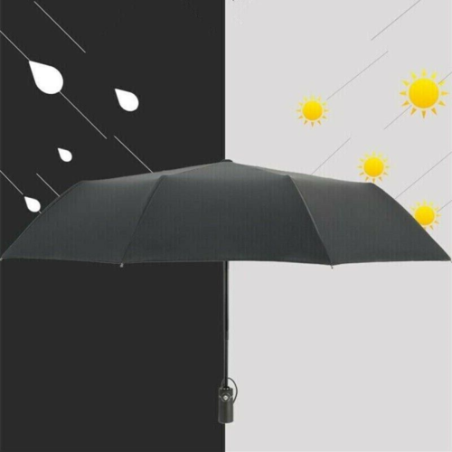 Regenschirm ergonomisch Griff Automatik Sturmsicher Windfest Schwarz mit Tasche - Bild 4 von 9