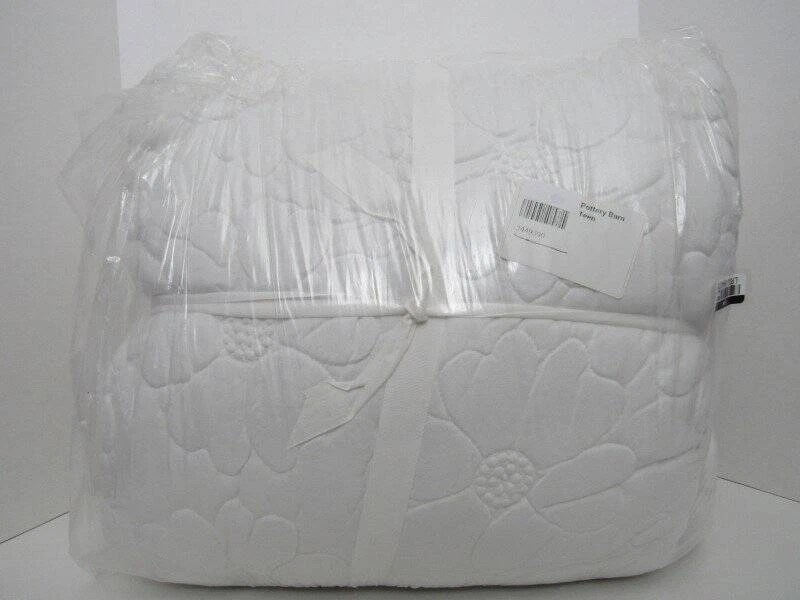 Edredón Jersey Floral Pottery Barn Teen Odessa, Completo Queen Blanco Nuevo Foto 4 de 4