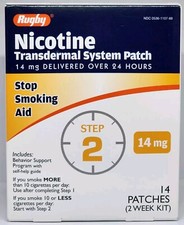 Rugby Nicotine Transdermal System Patch Step 2 , 14 mg 14 Patches New 02/2026